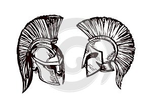 Spartan helmet. Vector drawing