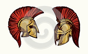 Spartan helmet. Vector drawing