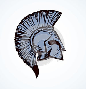 Spartan helmet. Vector drawing