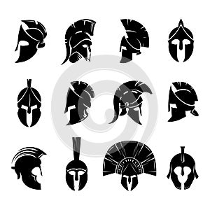 Spartan helmet vector set