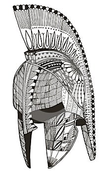Spartan helmet. Zentangle stylized. Vector illustration. Pattern