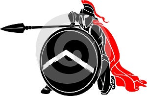 Spartan Kneel Pierce Action Cut Out Illustration photo
