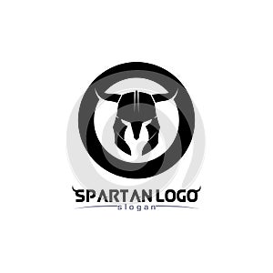 spartan logo black Glaiator and vector design helmet and head black