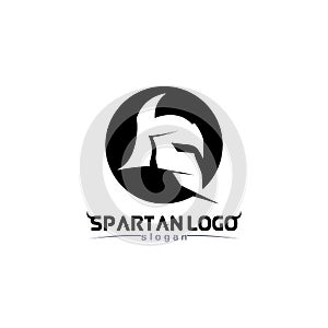 spartan logo black Glaiator and vector design helmet and head black