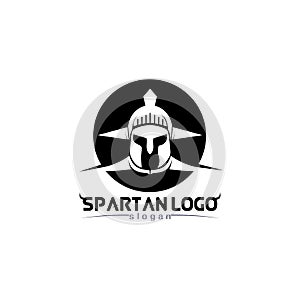 spartan logo black Glaiator and vector design helmet and head black