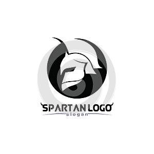 spartan logo black Glaiator and vector design helmet and head black