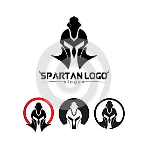 spartan logo black Glaiator and vector design helmet and head black