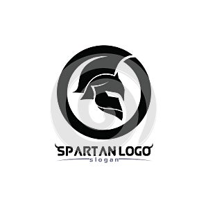 spartan logo black Glaiator and vector design helmet and head black