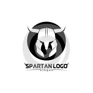 spartan logo black Glaiator and vector design helmet and head black