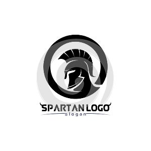 spartan logo black Glaiator and vector design helmet and head black
