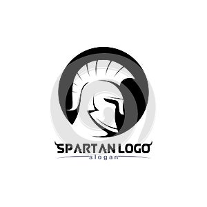 spartan logo black Glaiator and vector design helmet and head black