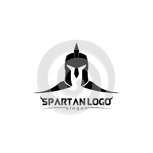 spartan logo black Glaiator and vector design helmet and head black