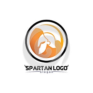 spartan logo black Glaiator and vector design helmet and head black