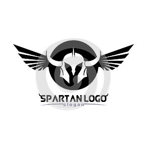 spartan logo black Glaiator and vector design helmet and head black