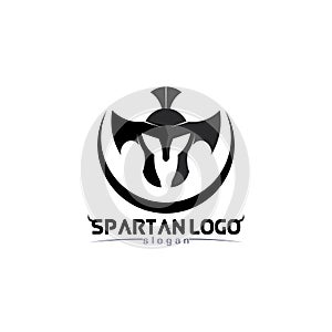 spartan logo black Glaiator and vector design helmet and head black