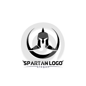 spartan logo black Glaiator and vector design helmet and head black