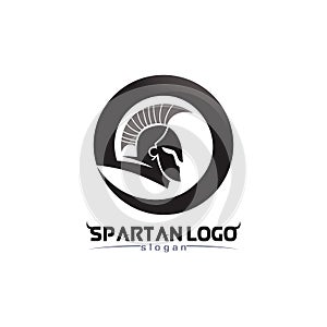 spartan logo black Glaiator and vector design helmet and head black