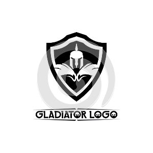 spartan logo black Glaiator and vector design helmet and head black