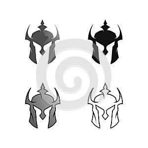 spartan logo black Glaiator and vector design helmet and head black