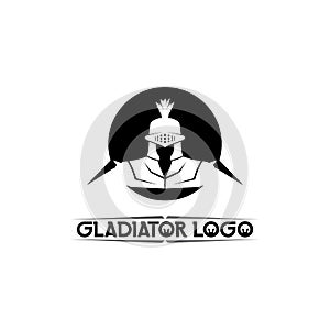 spartan logo black Glaiator and vector design helmet and head black