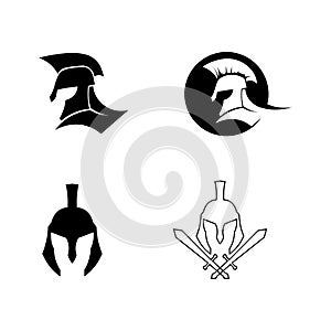 spartan logo black Glaiator and vector design helmet and head black