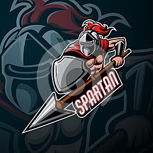 Spartan mascot sport esport logo design