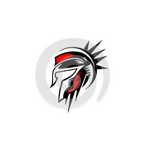 Spartan helmet logo design vector illustration