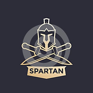 Spartan vector logo with helmet and swords