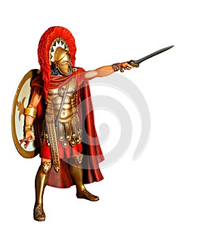 Spartan warrior in armor with sword photo