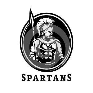 Spartan warrior in armor. Symbol, logo. Vector illustration.