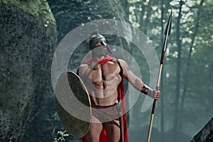 Spartan warrior in the woods
