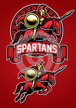 Spartan warrior riding horse mascot