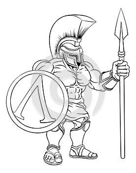 Spartan Warrior Roman Gladiator or Trojan Cartoon