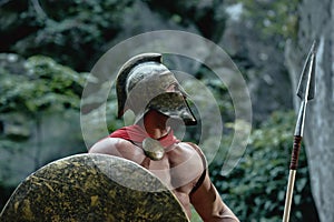 Spartan warrior in the woods