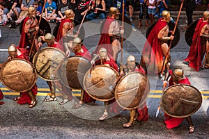 Spartan Warriors From Movie 300 Participate In Dragon Con Parade