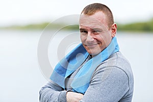 Sparty active man resting after workout.