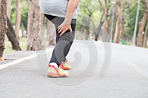 Spasm while jogging, Sport injury concept