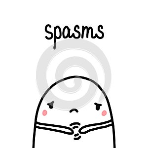 Spasms hand drawn illustration cute marshmallow with rotavirus symptoms