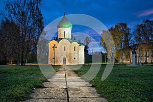 Spaso-Preobrazhensky cathedral at dusk in Pereslavl-Zalessky