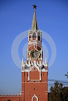 Spasskaya clock tower of Moscow Kremlin. UNESCO World Heritage Site.