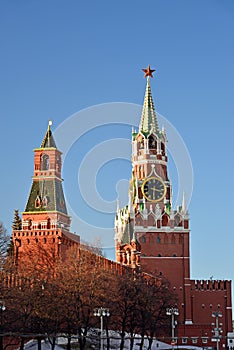 Spasskaya and Nabatnaya tower of Moscow Kremlin, Russia