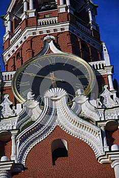 Spasskaya Saviors clock tower of Moscow Kremlin. Color photo