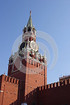 Spasskaya tower with clock, Kremlin