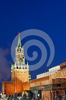 Spasskaya tower of Kremlin, night view