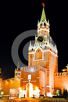 Spasskaya tower at night photo