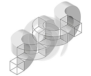 Spatial paradox, Esher`s infinite staircase principle. Isometric arched shapes.