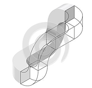 Spatial paradox, Esher`s infinite staircase principle. Isometric arched shapes.