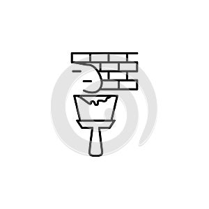 spatula and wall outline icon. Element of construction icon for mobile concept and web apps. Thin line spatula and wall outline