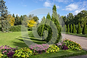 Spb Russia Peterhoff garden autumn 2022 photo