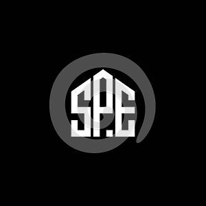 SPE letter logo design on BLACK background. SPE creative initials letter logo concept. SPE letter design.SPE letter logo design on photo